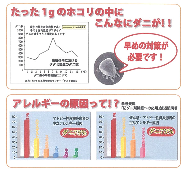 ダニはアレルギーの原因になります!
